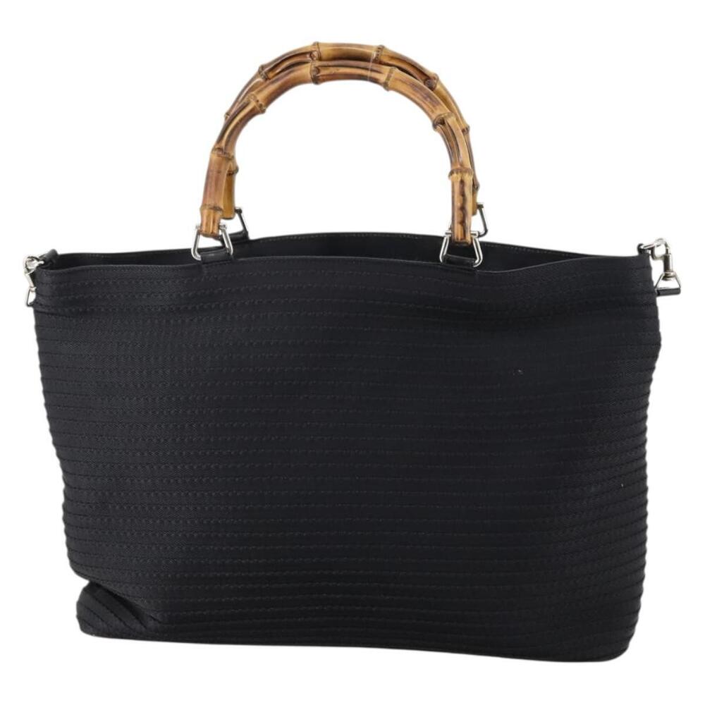 GUCCI Bamboo Hand Bag Nylon 2way Black Auth ep11085 - Picture 13 of 16